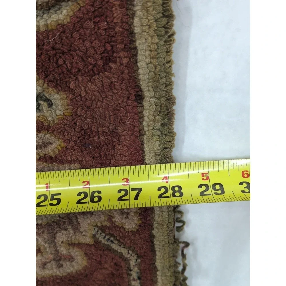 Vintage Hooked Rug Wool Red Gold Turkish Persian Pattern 54